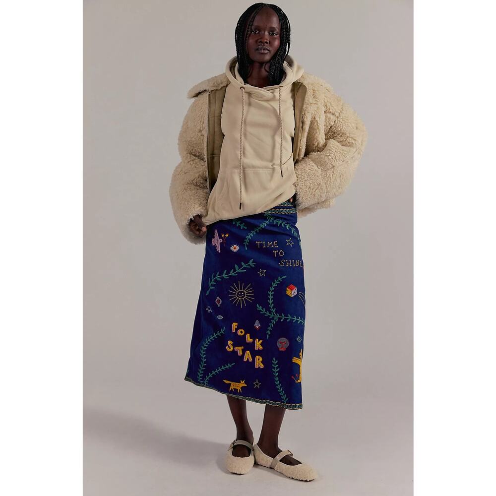 Brand new MOTHER denim Bits and Pieces embroidered skirt M - Picture 3 of 8